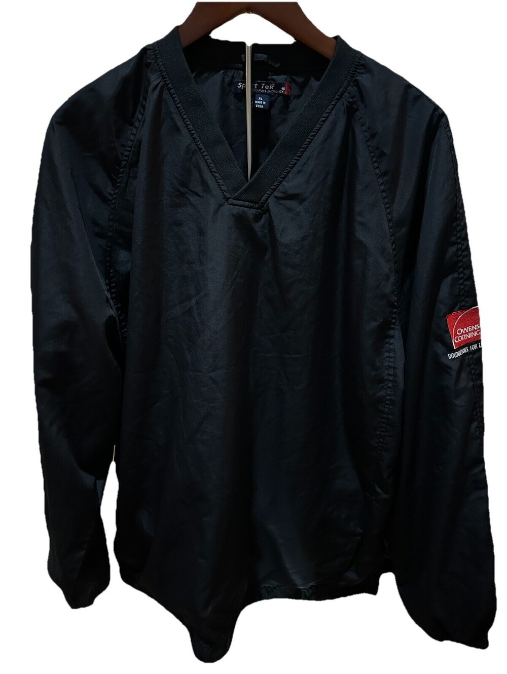 Sport Tek XL Black Pullover Windbreaker Owens Corning Workwear Jacket